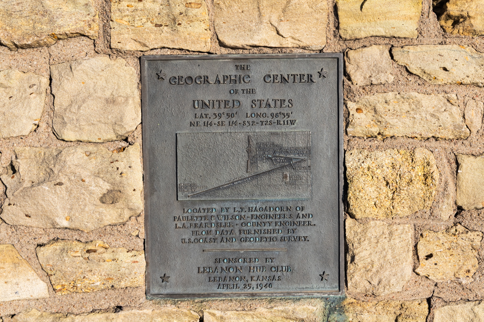 Close-up view of the engraved plaque marking the Geographic Center of the Continental United States in Lebanon, KansasKansas road trip, Kansas photography spots, Hollenberg Pony Express Station, Geographic Center of the U.S., Kansas travel blog, scenic drives in Kansas, Midwest road trip, Kansas landscapes, Kansas travel photography