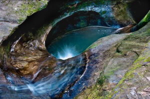 Picture of whirlpool in rocks with turquoise colors
