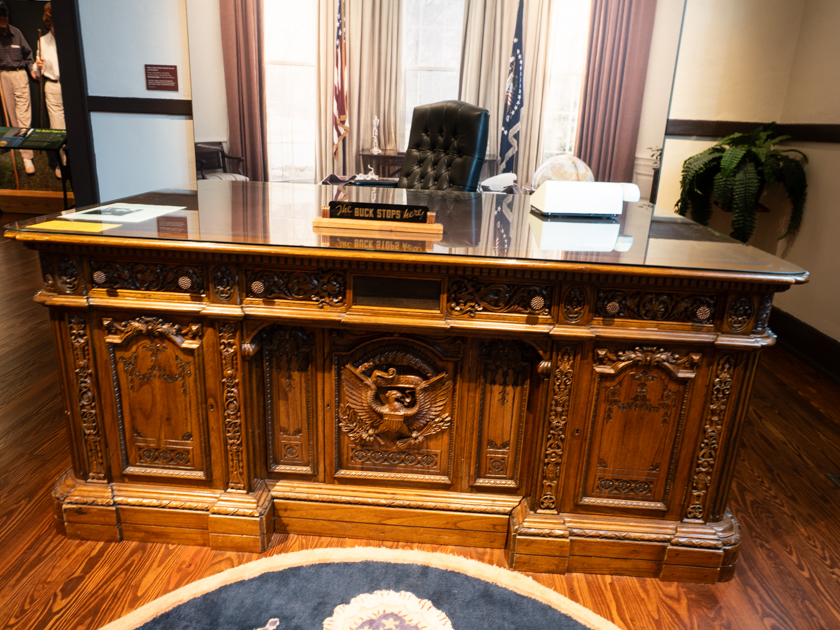Replica of the Resolute Desk used by President Jimmy Carter, on display at Plains High School Museum in Plains, Georgia.
