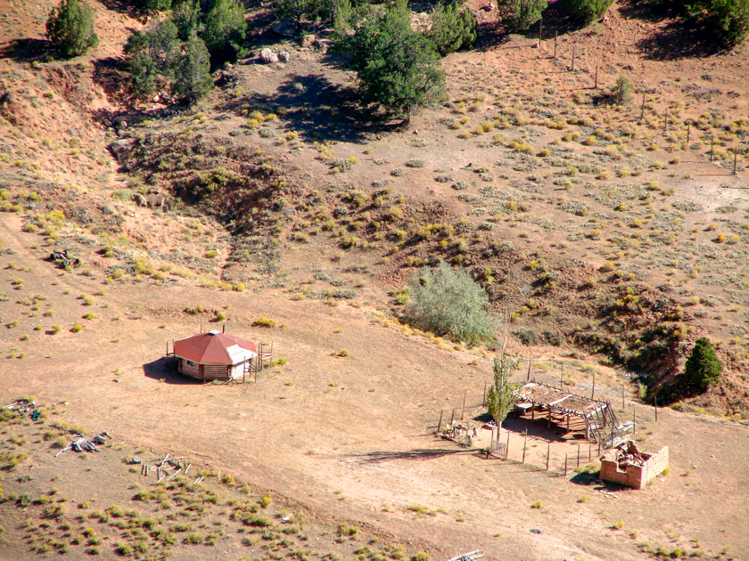 Navajo farmers working the valley floor of Canyon de Chelly in Arizona.