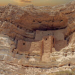 Montezuma Castle, a five-story cliff dwelling built by the Sinagua people in central Arizona, rising above Beaver Creek.