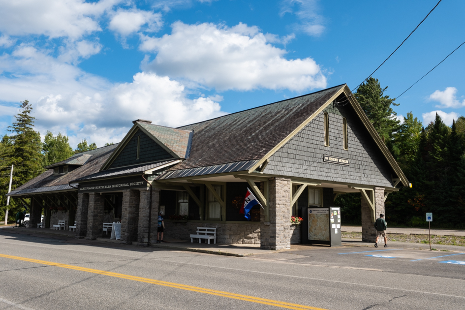 Lake Placid Historical Museum, formerly the 1980 Olympic train station, in Lake Placid, New York.
