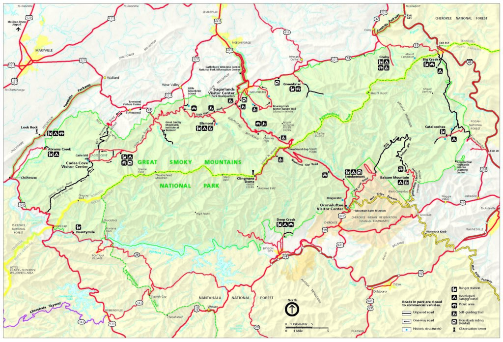Map of Great Smoky Mountains National Park
