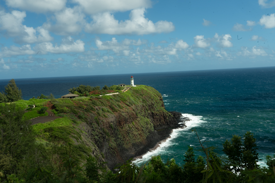 Kīlauea Lighthouse on Kauai’s North Shore overlooking the Pacific Ocean.