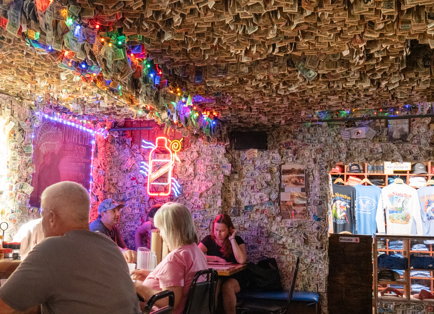 No Name Pub ceiling covered in money Big Pine Key Florida Keys