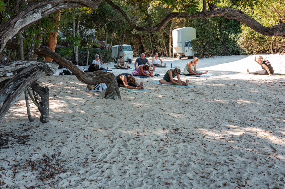 Morning yoga on the beach at Baker’s Cay Resort Key Largo Florida