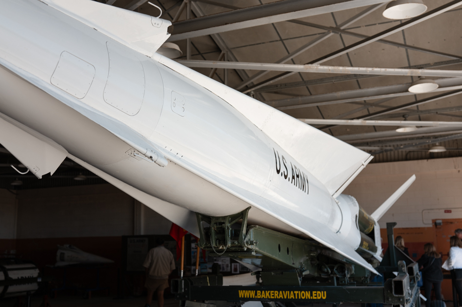 Close-up of missile nose or fin on Nike Hercules missile Everglades