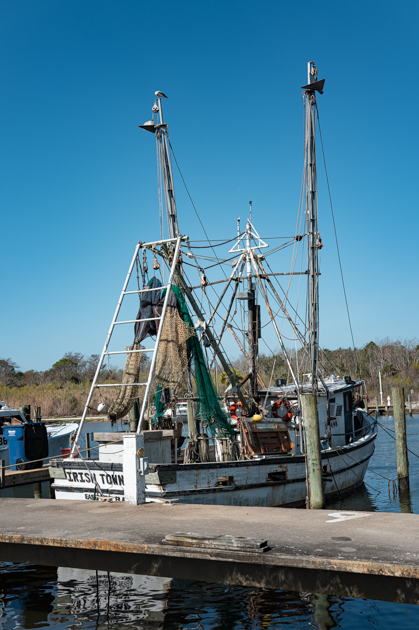 Fishing boat docked in Apalachicola harbor
