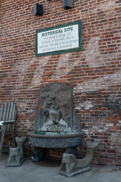 Historical sign about sponge diving in Apalachicola Florida